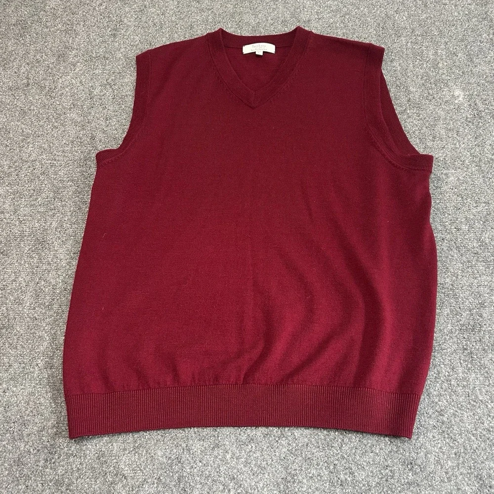 Turnbury Extra Fine Merino Wool burgundy Sleeveless V-Neck Sweater Vest Men‎ Lg